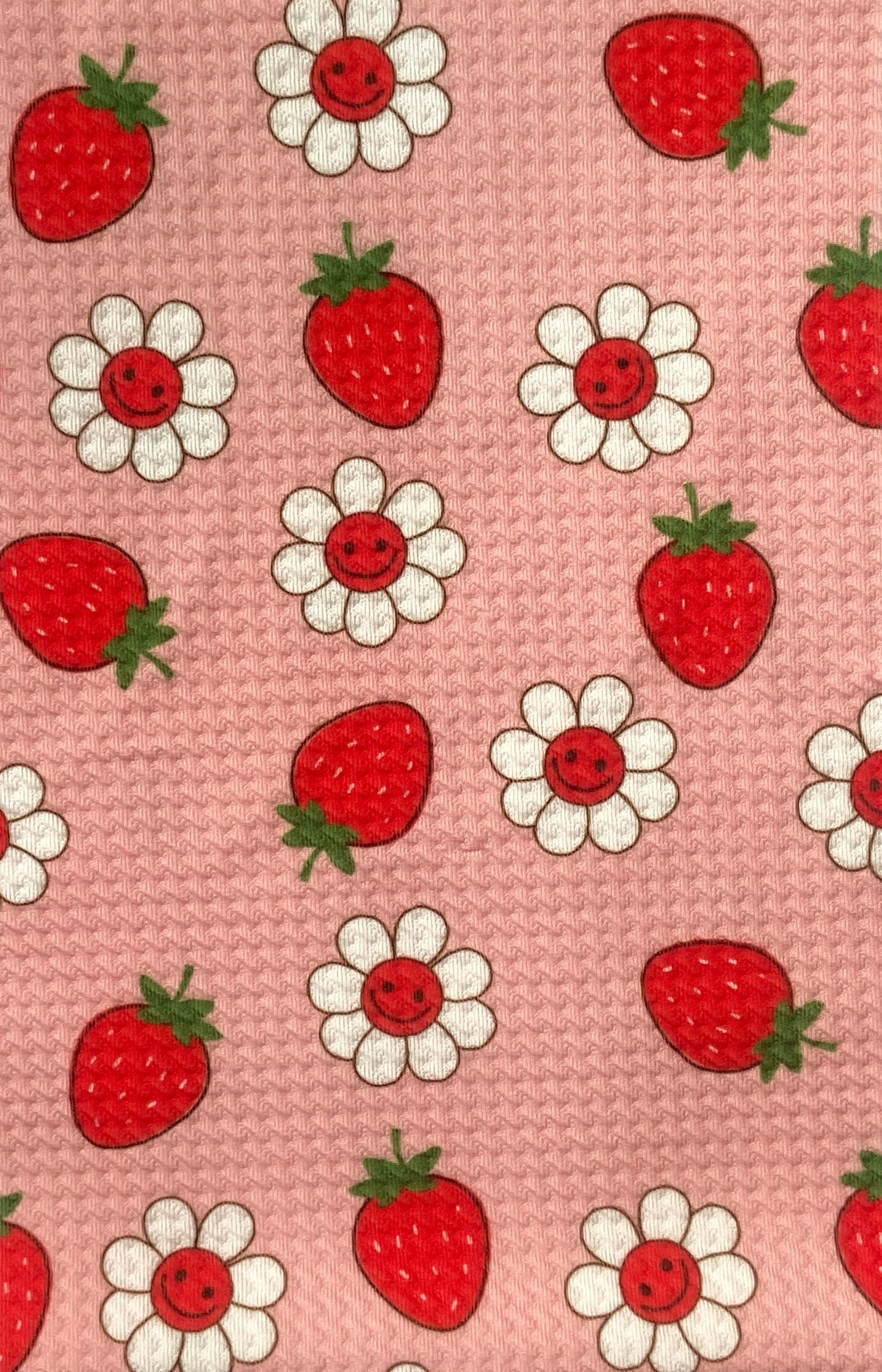 Strawberries and flowers pink fabric