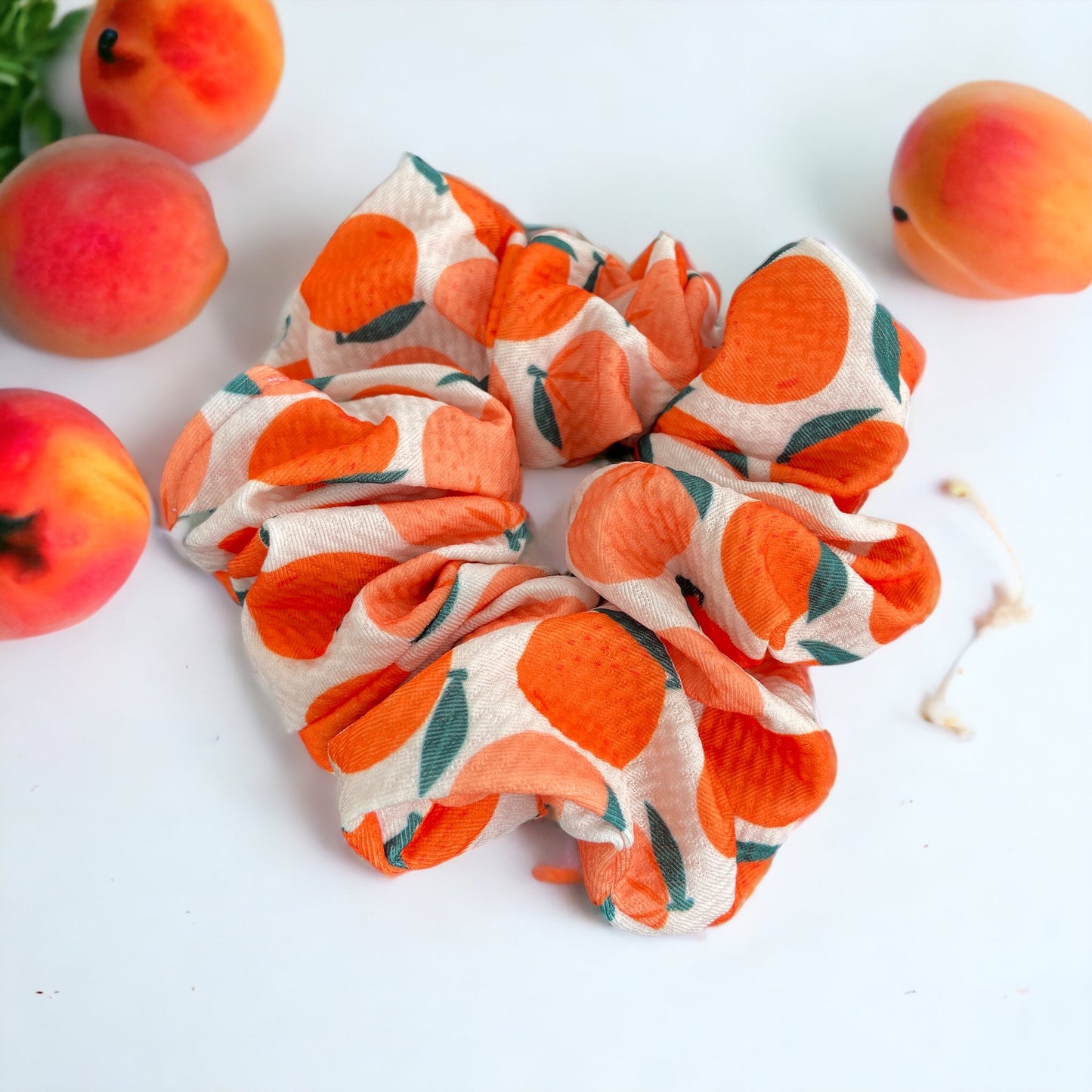 peach themed scrunchie