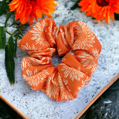 orange flower scrunchie