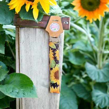 black and yellow sunflower keychain and gift card