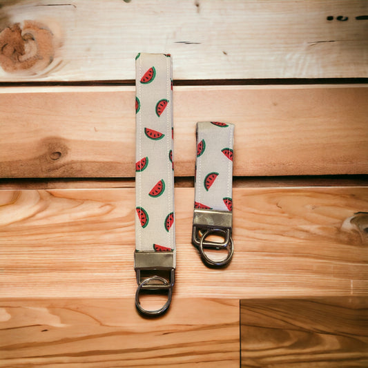 white and red watermelon wristlet and keychain