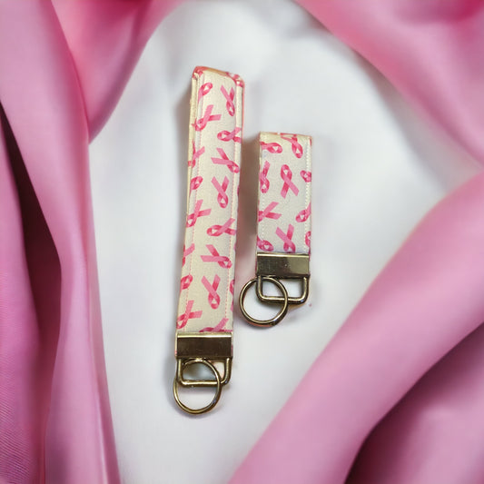 pink ribbon wristlet and keychain