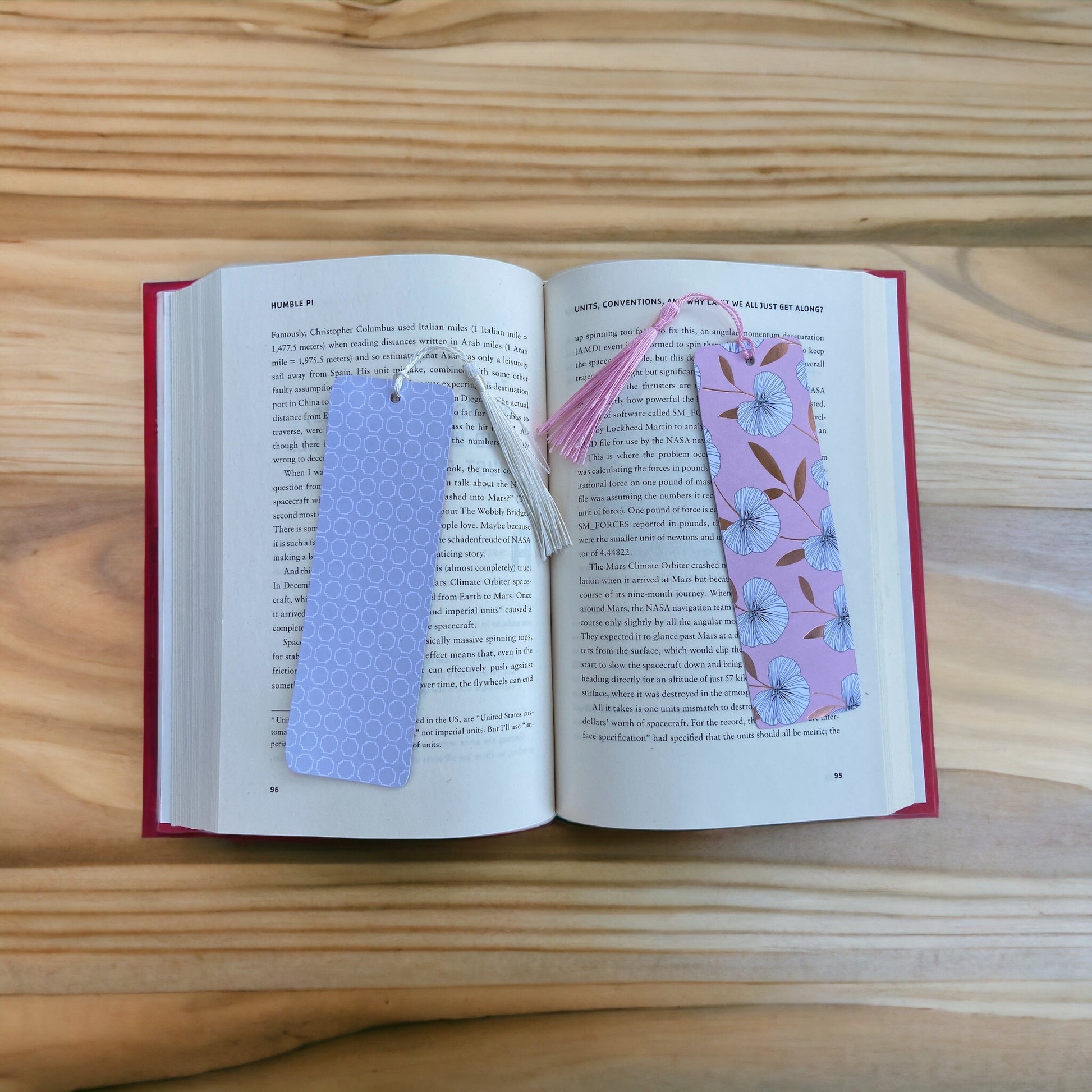 two bookmarks on a book