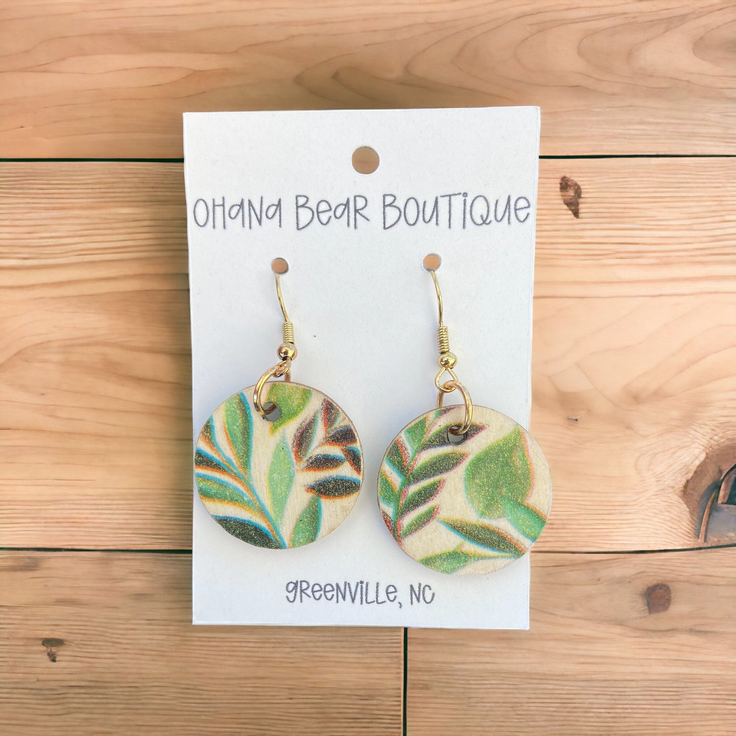 green vines water color earrings