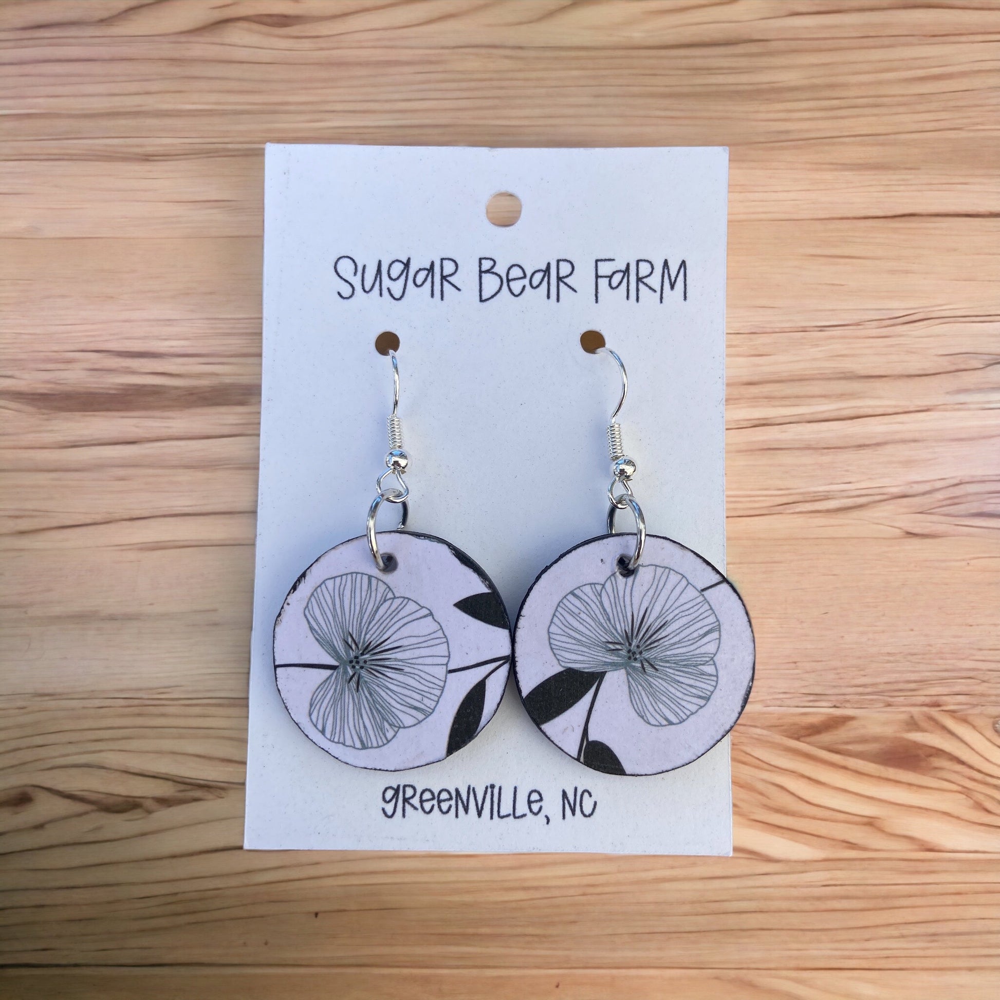 black and white poppy earrings