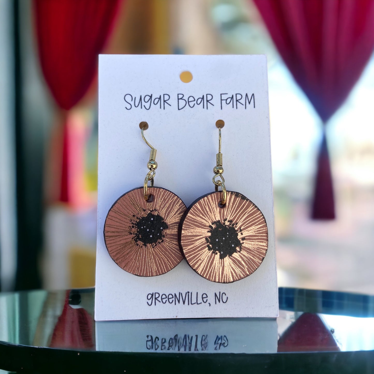 black and gold wooden earrings