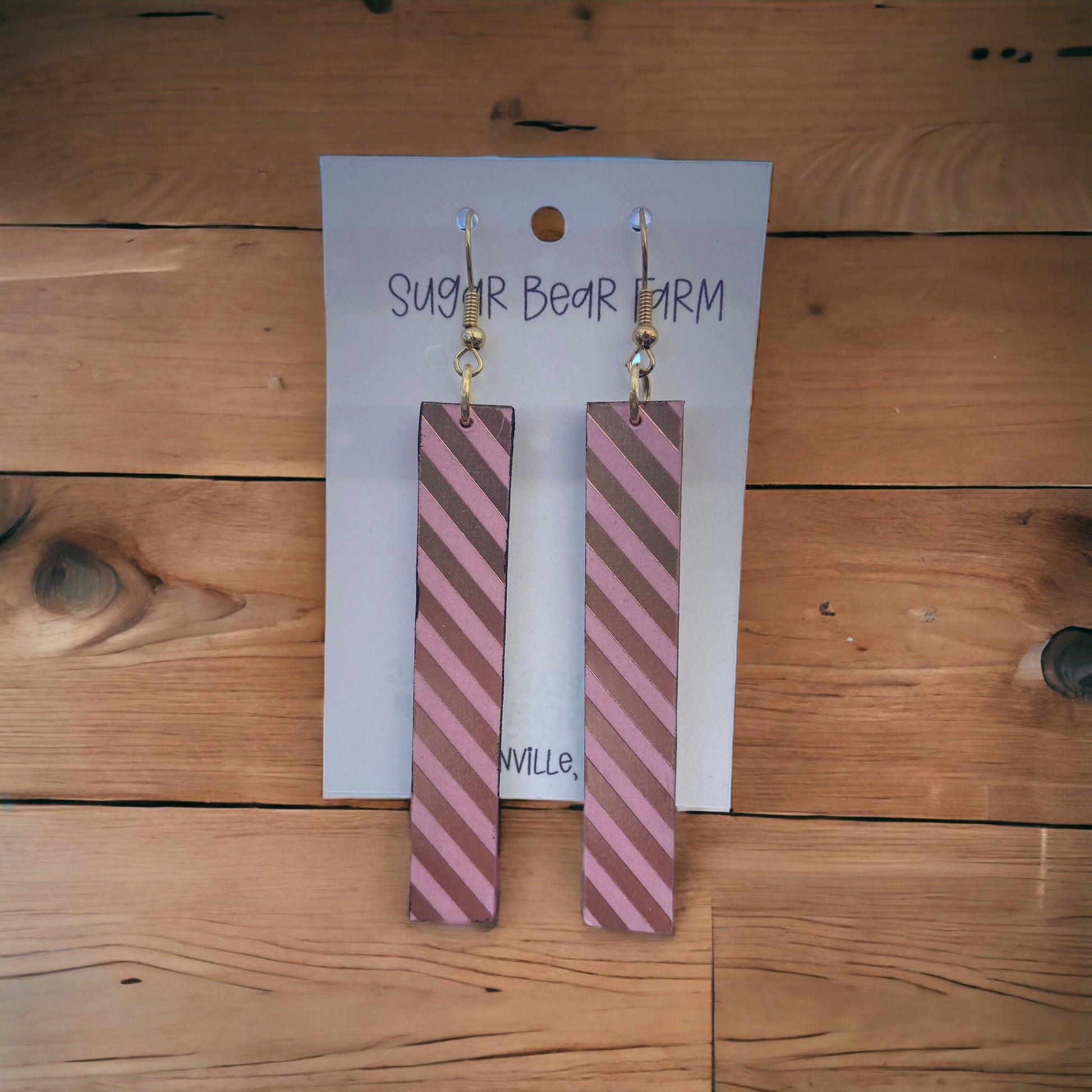 gold and pink stripped earrings