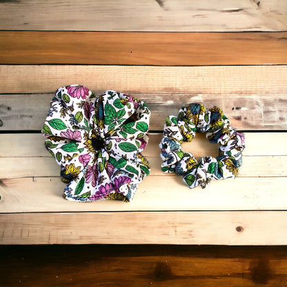 colorful flower scrunchies