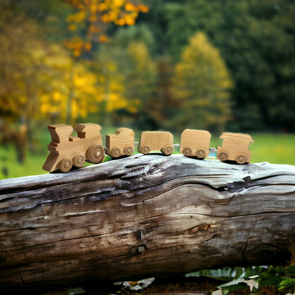 train set on a log