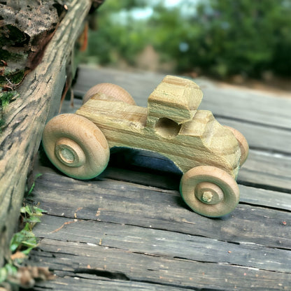 Wooden truck on a log