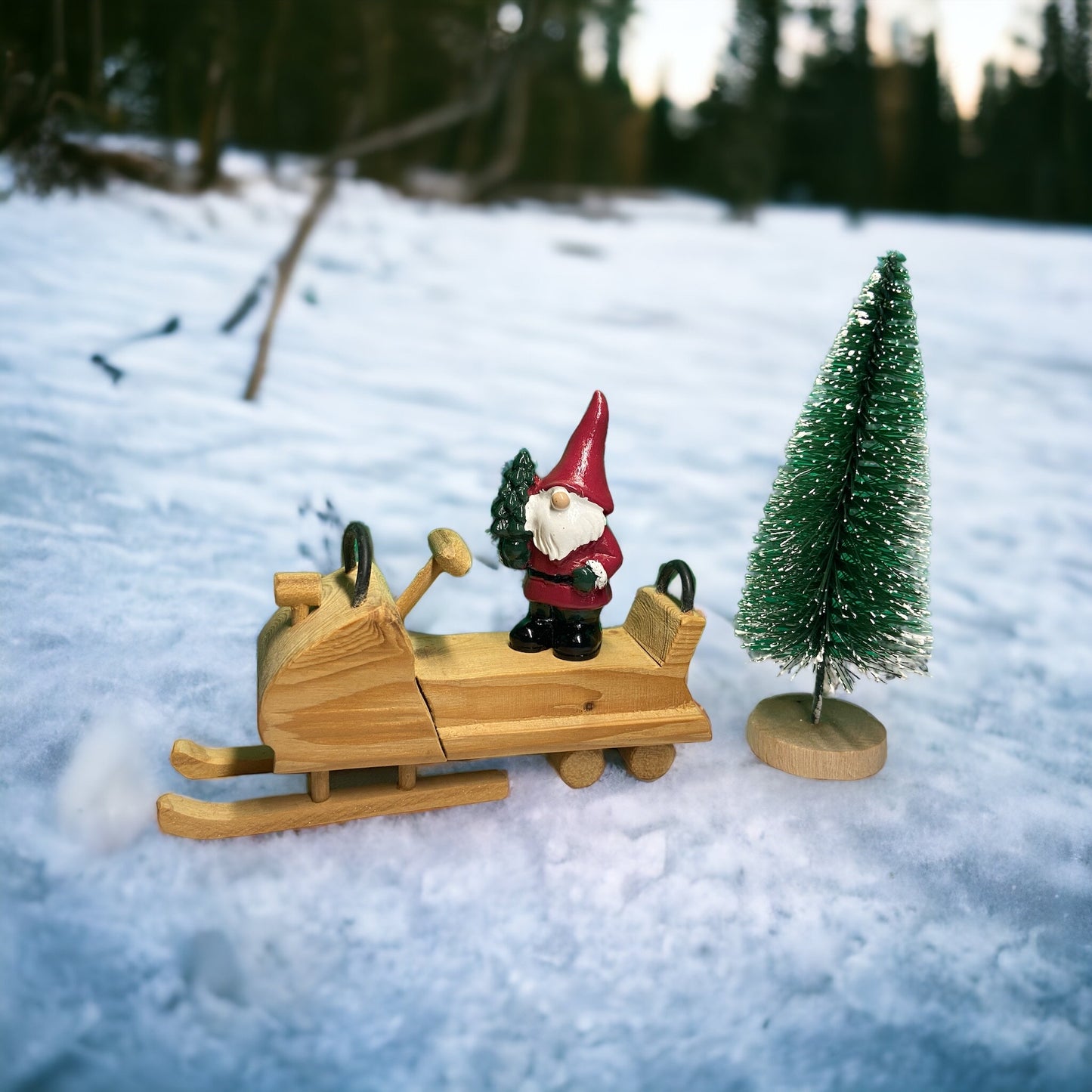 Santa on a snowmobile