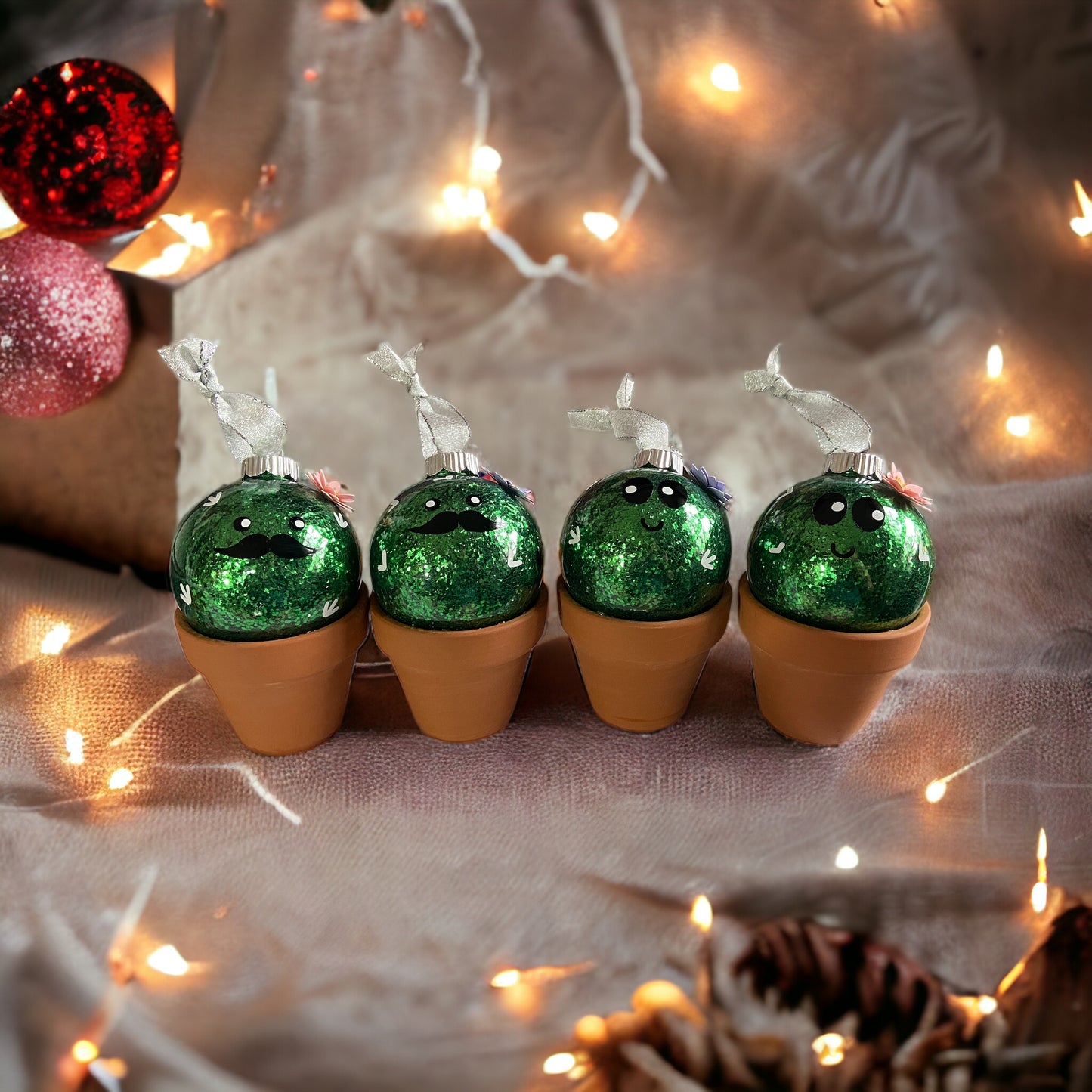 cactus ornament with christmas lights