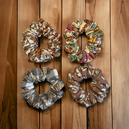 four floral scrunchies