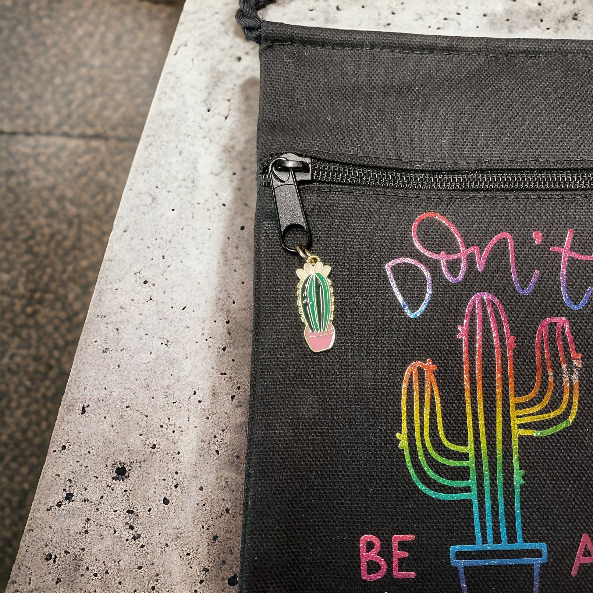 dont be a prick tote bag with charm