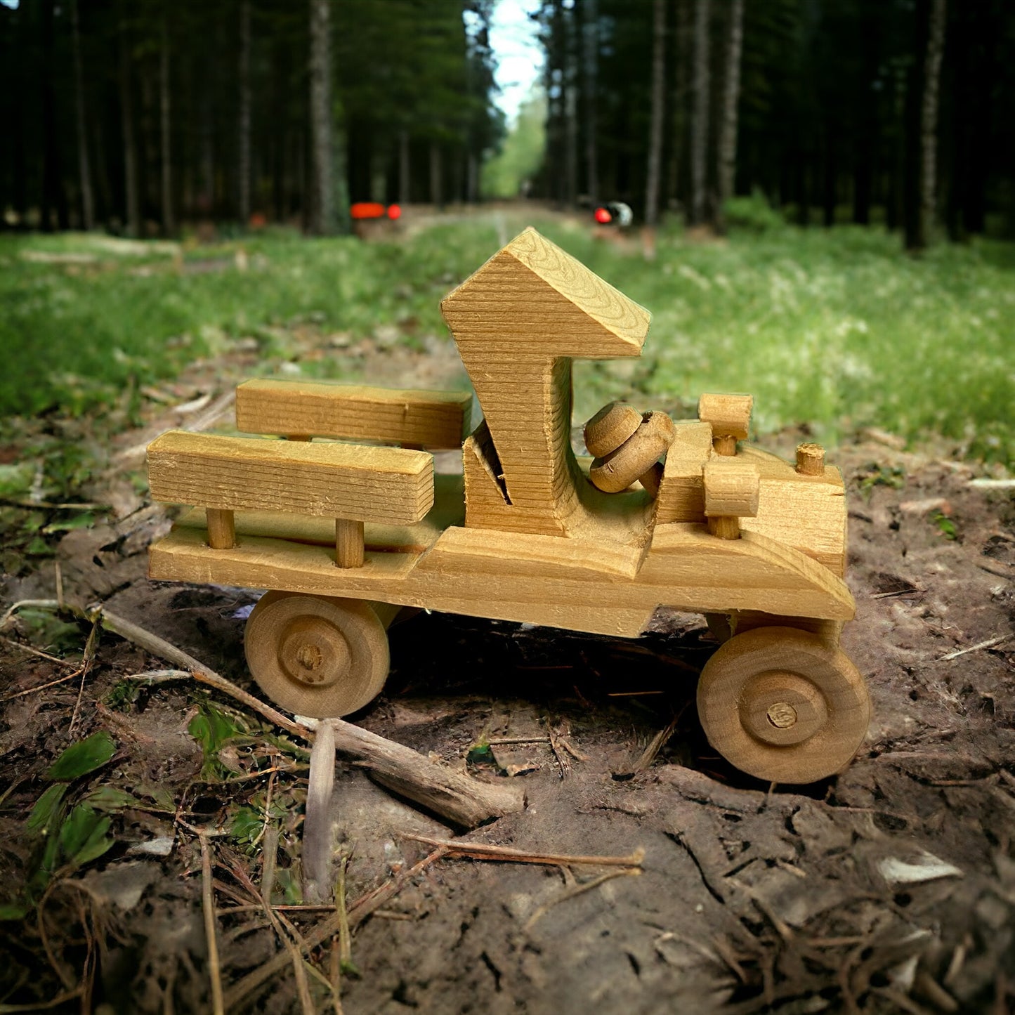 wooden truck on dirt path