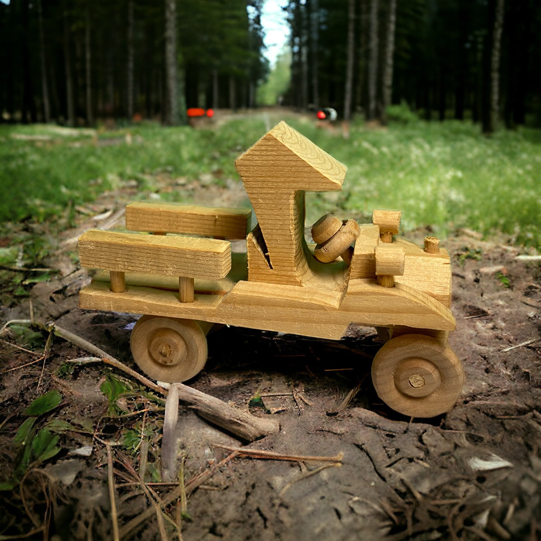 wooden truck on dirt path