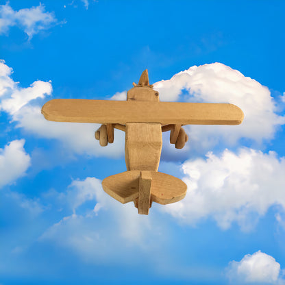 Wooden Airplane with sky background