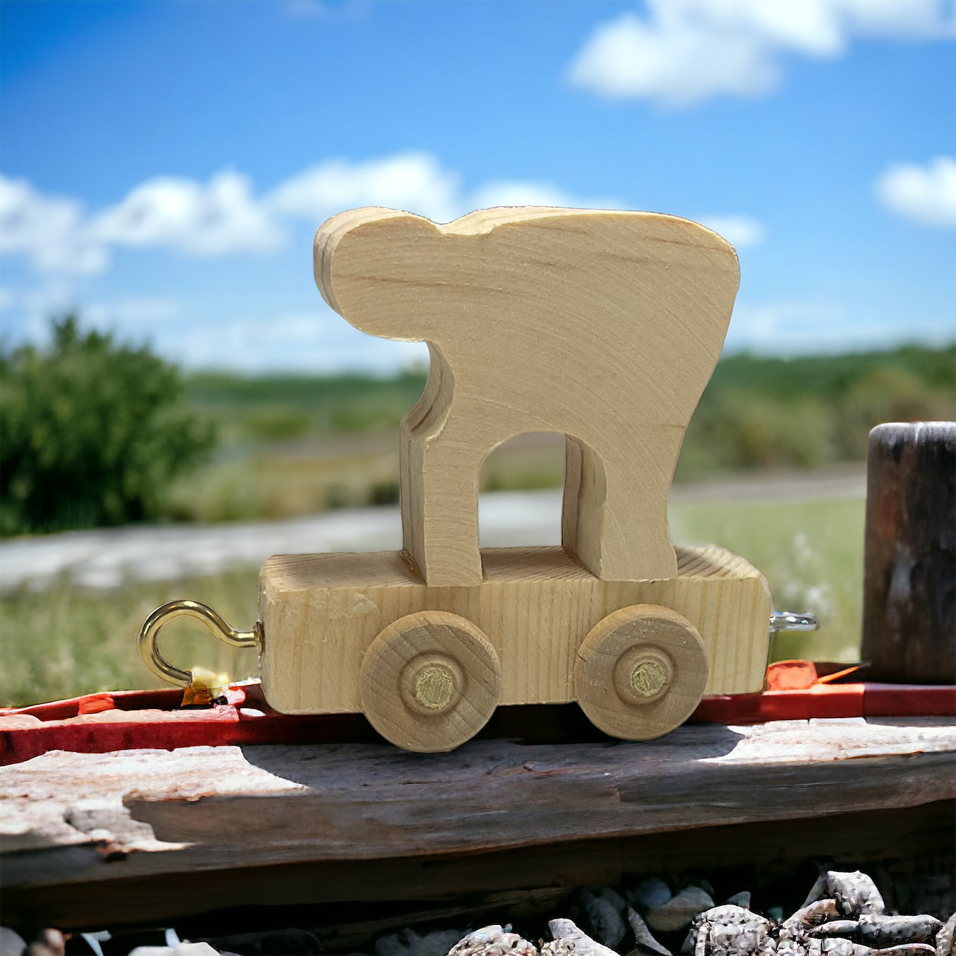 Wooden train bear