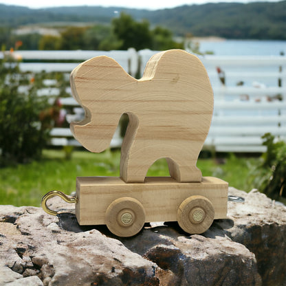 Wooden train elephant