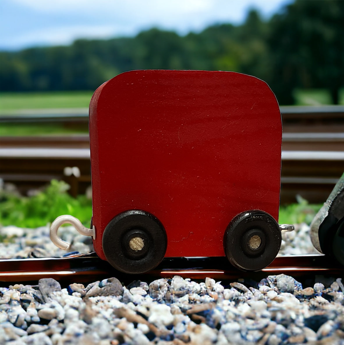 wooden train red caboose