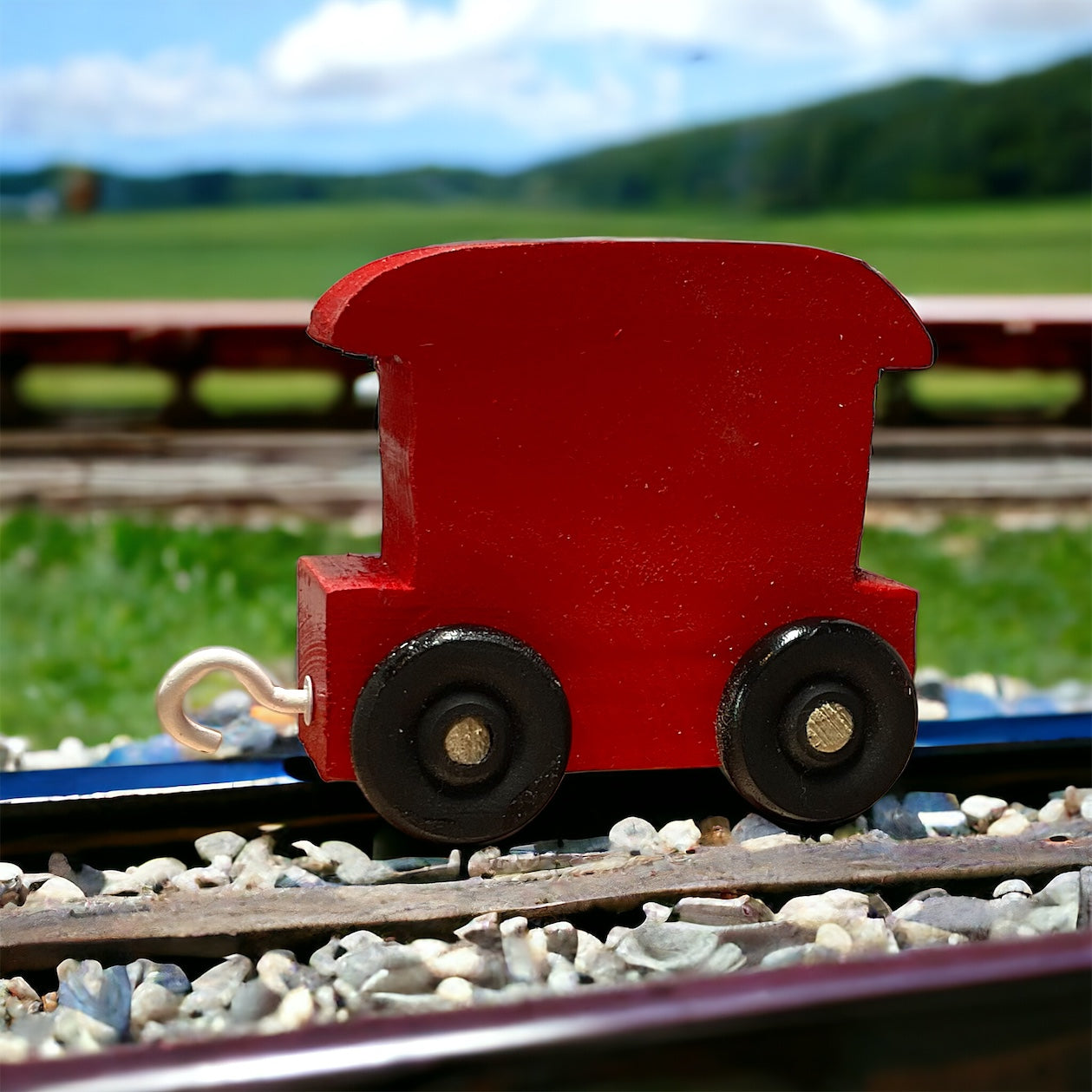 wooden train red caboose