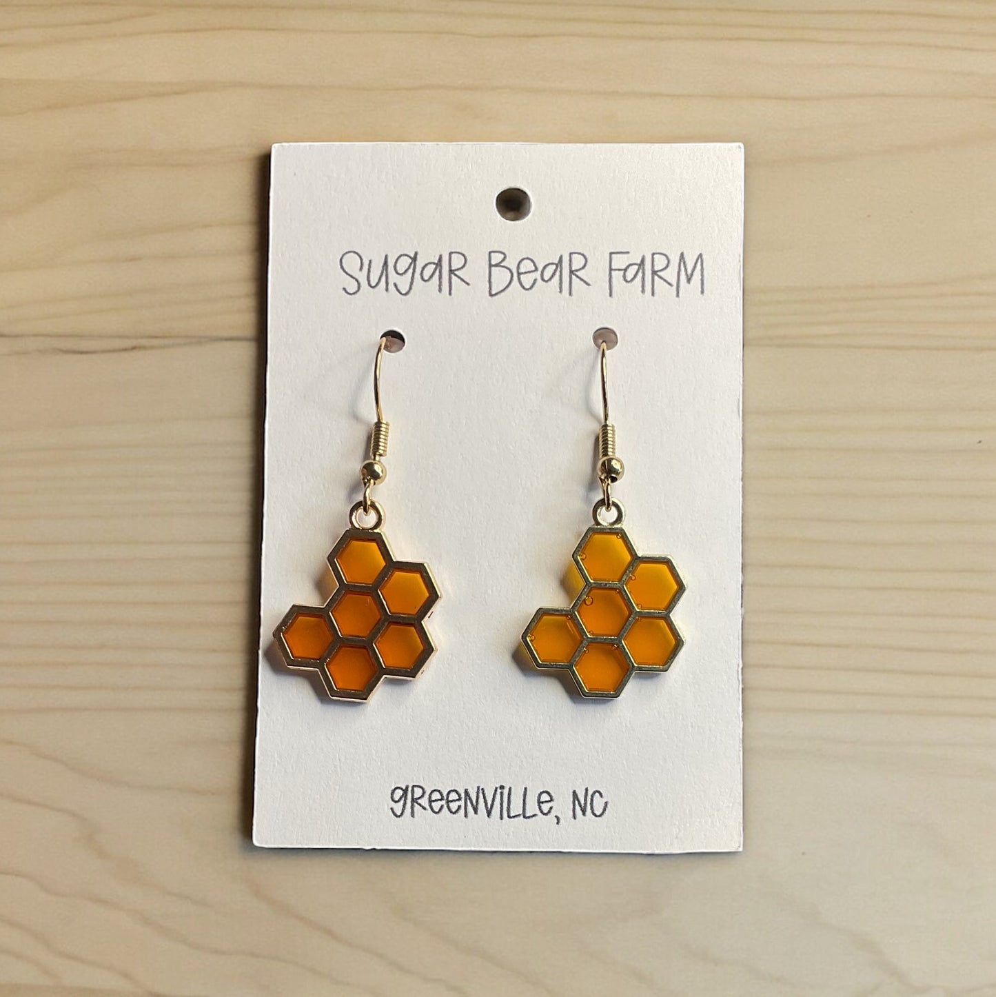 pair of honeycomb earrings