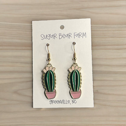 tall cactus earrings