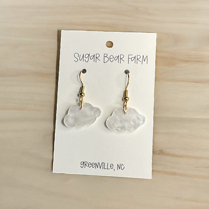 white cloud earrings