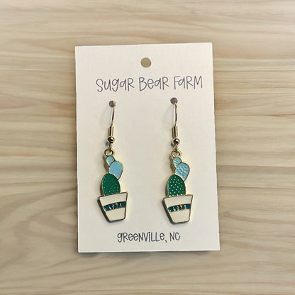 Pair of metal cactus earrings