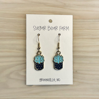 Pair of Blue Cactus Earrings