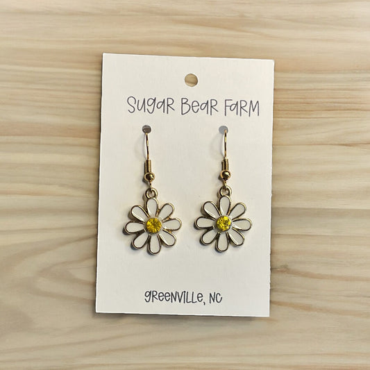 Pair of metal daisy earrings