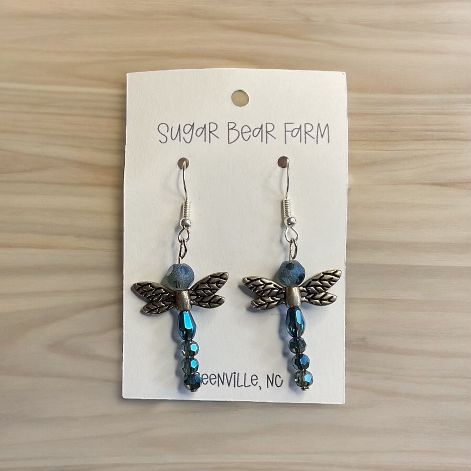 blue dragon fly earrings