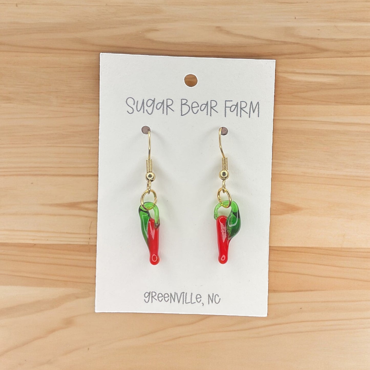 glass chili pepper earrings