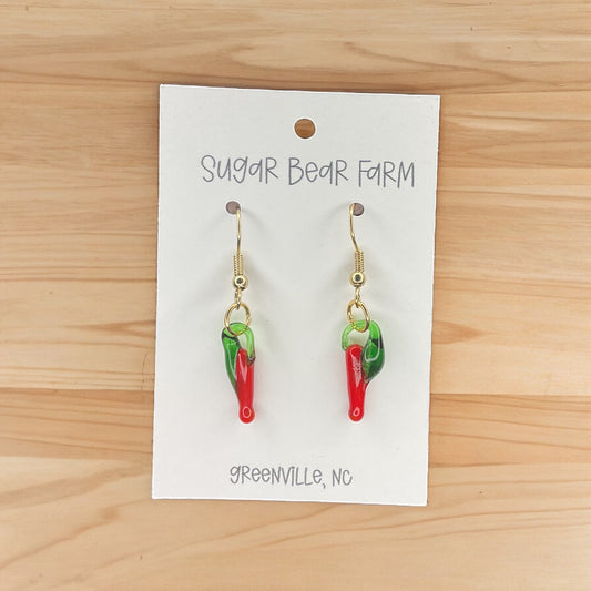 glass chili pepper earrings