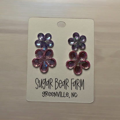 pair of flower rhinestone stud earrings