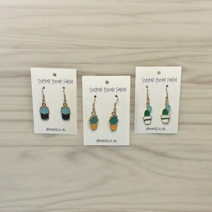 3 pairs of cactus earrings