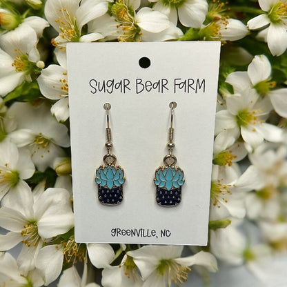 Pair of Blue Cactus Earrings