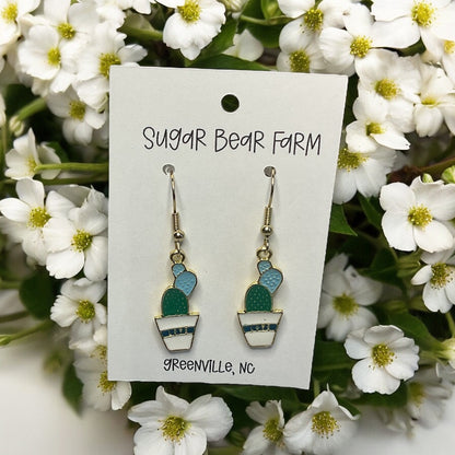 Pair of metal cactus earrings