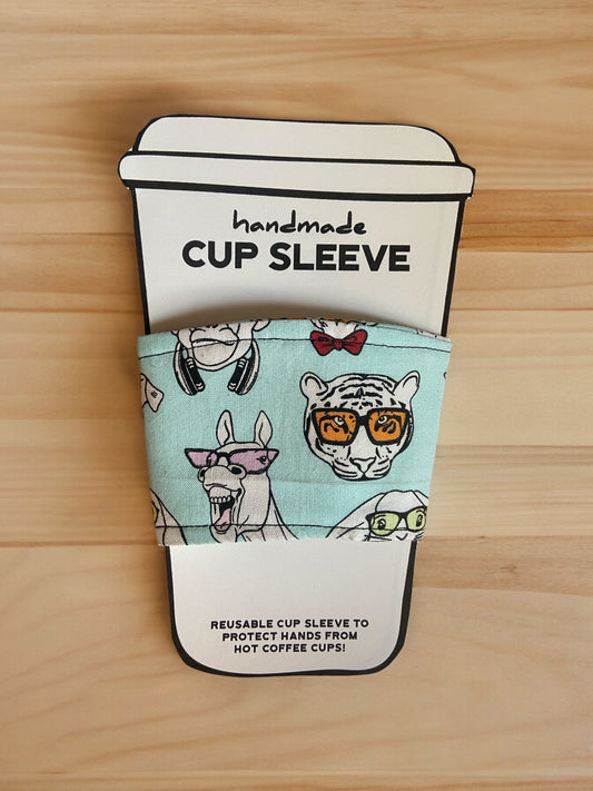 Animals in glasses coffee sleeve