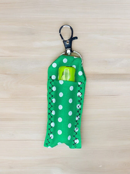 Lip Balm Holder Green with white dots Print