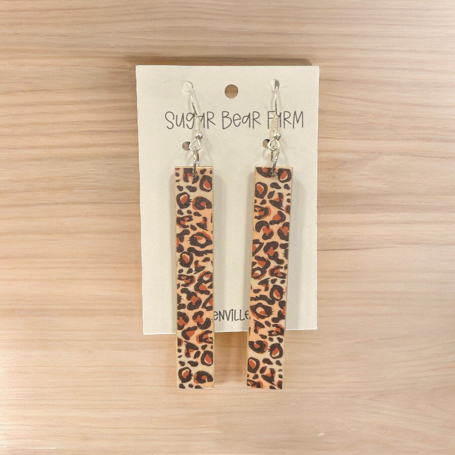 cheetah print wooden earrings