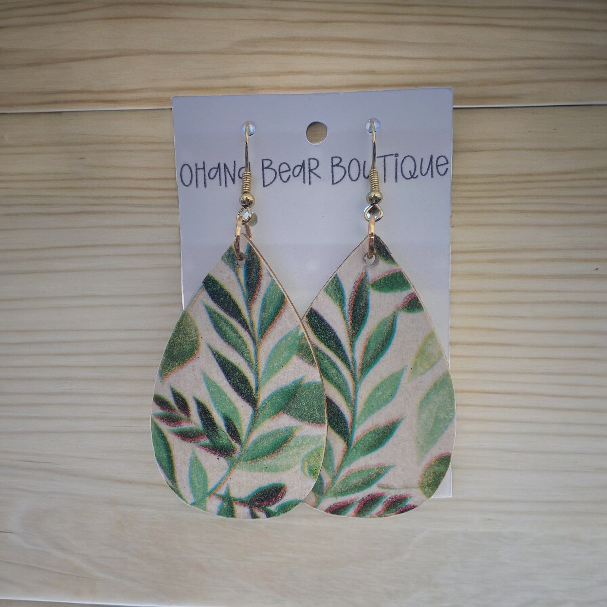 green vines water color earrings