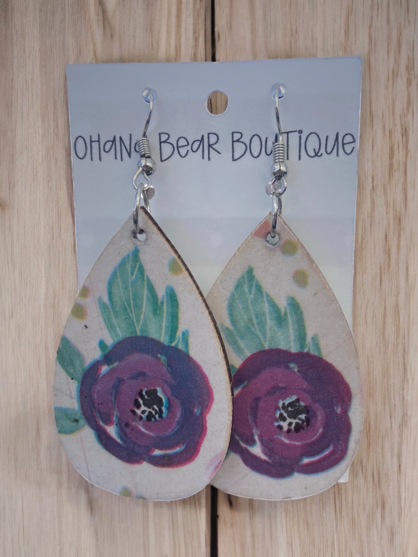 water color teardrop floral earrings