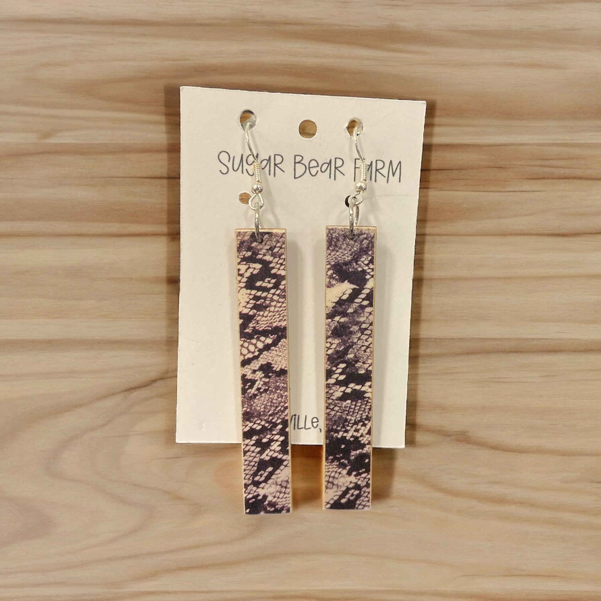 Snakeskin wooden earrings