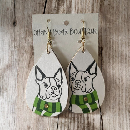 black and white french bulldog earrings