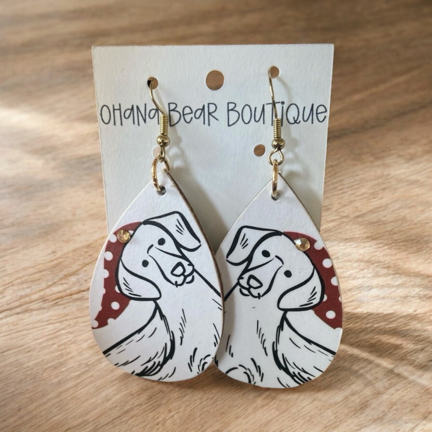 black and white golden retriever earrings