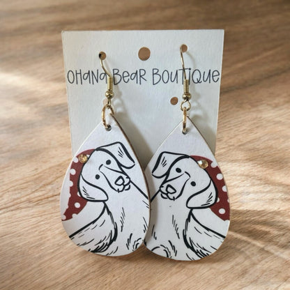 black and white golden retriever earrings