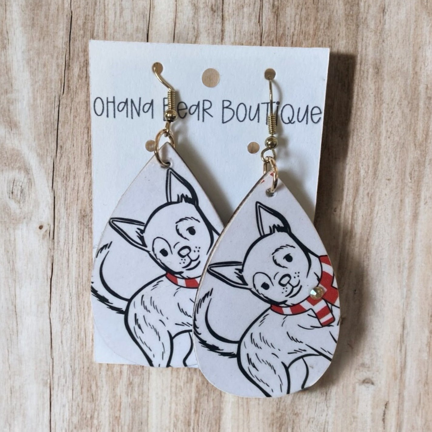 black and white chihuahua earrings