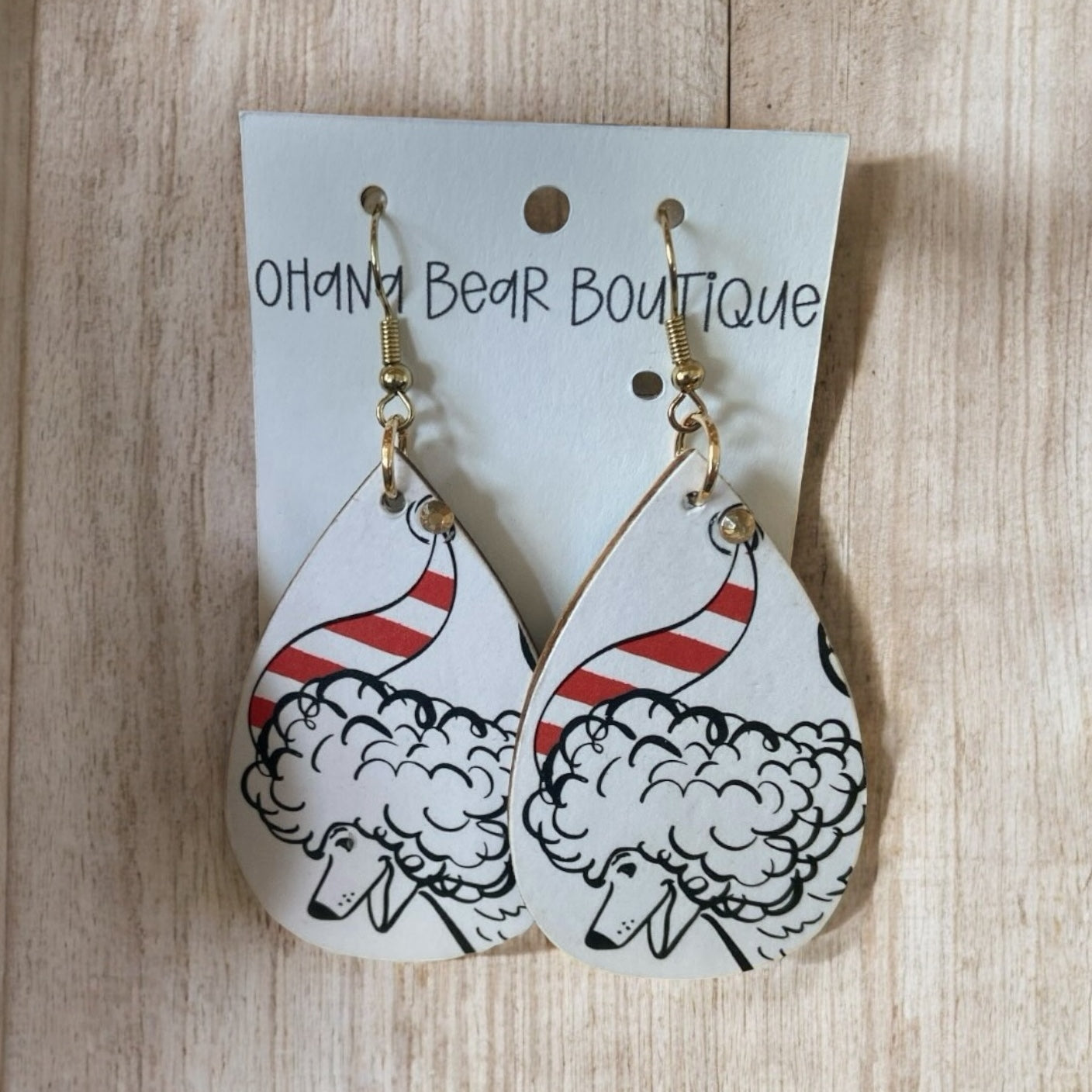 black and white poodle earrings