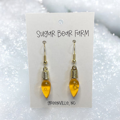 Yellow pair of Christmas light earrings